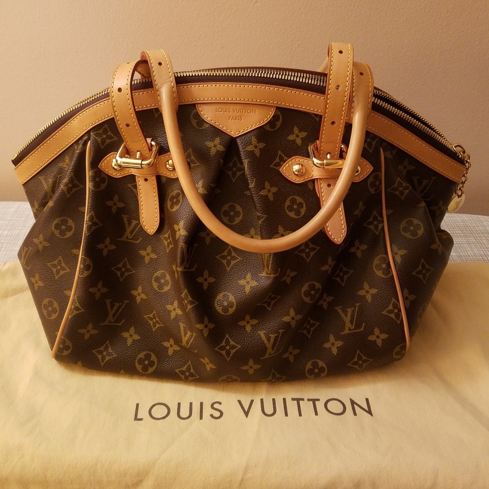 Louis Vuitton Brown Monogram Canvas Tote with Tan Leather Trim